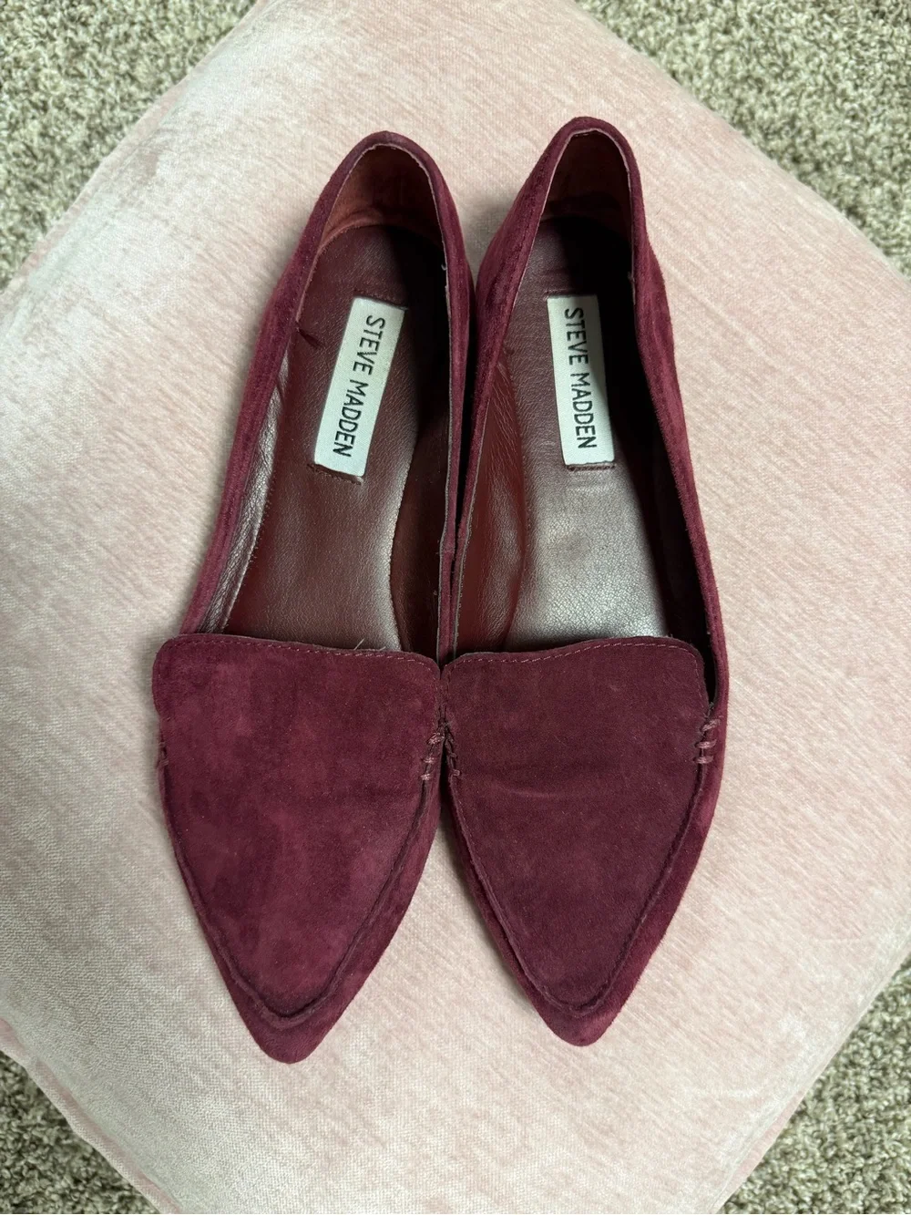 Steve Madden Burgundy Suede Pointed Toe Flats 6.5